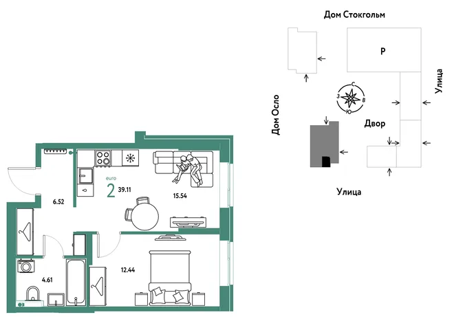 Планировка 2-комн. квартира, 39.11 м² ЖК «Европейский берег 2.0» Планировка 2-комн. квартира, 39.11 м² ЖК «Европейский берег 2.0»