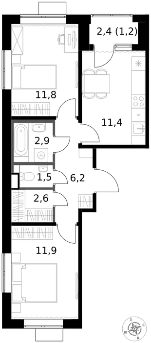 Квартира 2-комн. квартира, 49.5 м² ЖК «1-й Химкинский» Фото 1 Квартира 2-комн. квартира, 49.5 м² ЖК «1-й Химкинский» Фото 1