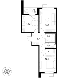 Квартира 2-комн. квартира, 59.5 м² ЖК «1-й Южный» Фото 1 Квартира 2-комн. квартира, 59.5 м² ЖК «1-й Южный» Фото 1