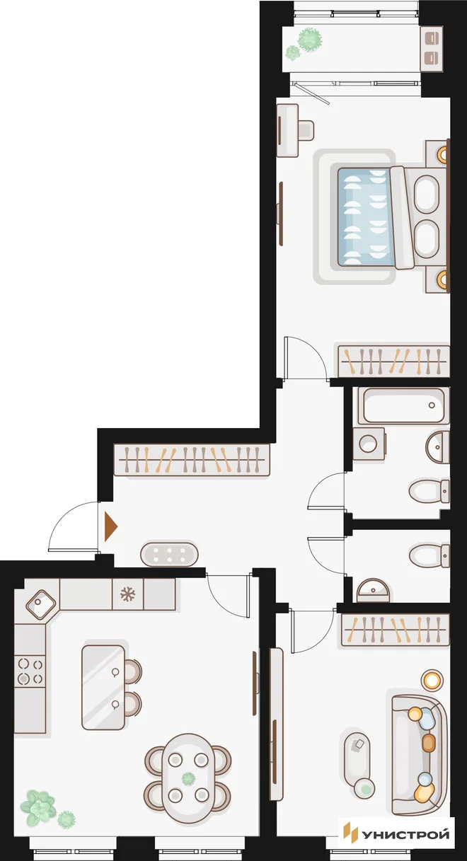 Планировка 2-комн. квартира, 72.93 м² ЖК «Жилой кластер Q на Кулагина» Планировка 2-комн. квартира, 72.93 м² ЖК «Жилой кластер Q на Кулагина»
