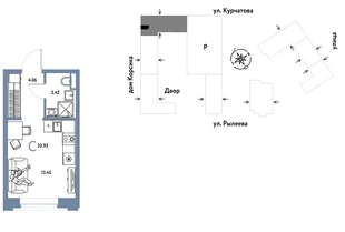 Планировка Студия, 20.93 м² ЖК «Остров-сад»