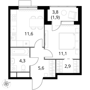 Квартира 1-комн. квартира, 37.4 м² ЖК «1-й Химкинский» Фото 1 Квартира 1-комн. квартира, 37.4 м² ЖК «1-й Химкинский» Фото 1