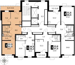 Квартира 2-комн. квартира, 51.5 м² ЖК «1-й Саларьевский» Фото 2 Квартира 2-комн. квартира, 51.5 м² ЖК «1-й Саларьевский» Фото 2