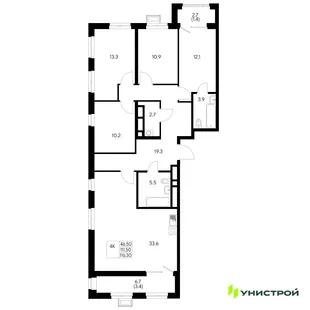 Планировка 4-комн. квартира, 116.3 м² ЖК «Стадиум»