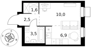 Квартира Студия, 24.5 м² ЖК «1-й Ясеневский» Фото 1 Квартира Студия, 24.5 м² ЖК «1-й Ясеневский» Фото 1