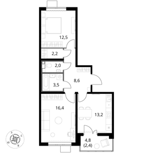 Квартира 2-комн. квартира, 60.8 м² ЖК «1-й Южный» Фото 1 Квартира 2-комн. квартира, 60.8 м² ЖК «1-й Южный» Фото 1