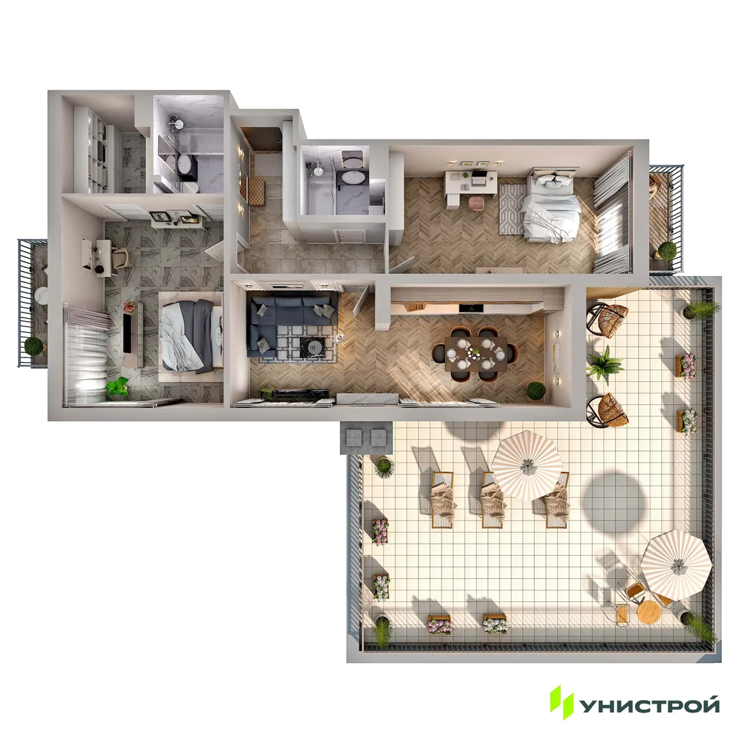 Планировка 2-комн. квартира, 125.4 м² ЖК «Upoint»