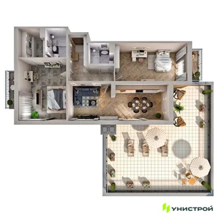 Планировка 2-комн. квартира, 125.4 м² ЖК «Upoint»