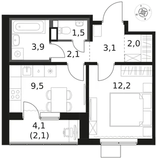 Квартира 1-комн. квартира, 36.4 м² ЖК «1-й Химкинский» Фото 1