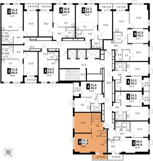 Квартира 2-комн. квартира, 47.8 м² ЖК «1-й Донской» Фото 2 Квартира 2-комн. квартира, 47.8 м² ЖК «1-й Донской» Фото 2