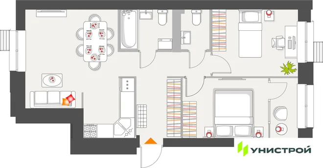 Планировка 3-комн. квартира, 59.53 м² ЖК «Атмосфера» Планировка 3-комн. квартира, 59.53 м² ЖК «Атмосфера»