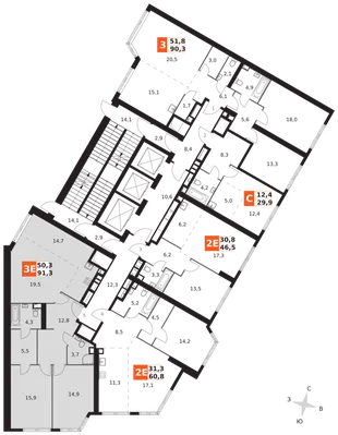 Квартира 3-комн. квартира, 91.3 м² ЖК «Архитектор» Фото 2 Квартира 3-комн. квартира, 91.3 м² ЖК «Архитектор» Фото 2