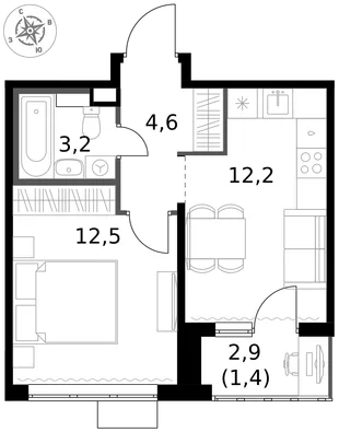 Квартира 1-комн. квартира, 33.9 м² ЖК «1-й Химкинский» Фото 1 Квартира 1-комн. квартира, 33.9 м² ЖК «1-й Химкинский» Фото 1