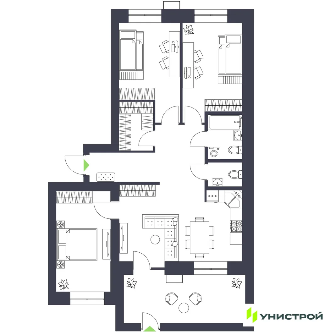 Планировка 3-комн. квартира, 88.72 м² ЖК «Царёво City»