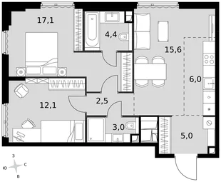 Квартира 3-комн. квартира, 65.7 м² ЖК «Sydney City» Фото 1 Квартира 3-комн. квартира, 65.7 м² ЖК «Sydney City» Фото 1
