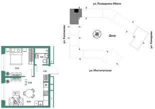 Планировка 2-комн. квартира, 37.91 м² ЖК «Страна.Парковая»