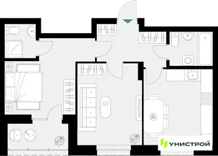 Планировка 2-комн. квартира, 55.05 м² ЖК «Уникум на Амирхана»