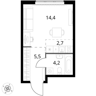 Квартира Студия, 26.8 м² ЖК «1-й Измайловский» Фото 1