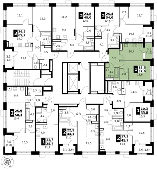 Квартира 1-комн. квартира, 37.6 м² ЖК «1-й Саларьевский» Фото 2 Квартира 1-комн. квартира, 37.6 м² ЖК «1-й Саларьевский» Фото 2