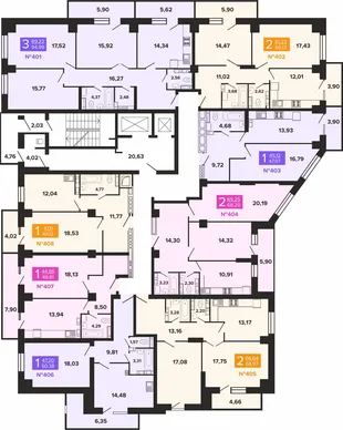 Квартира 3-комн. квартира, 94.99 м² ЖК «Художники» Фото 2 Квартира 3-комн. квартира, 94.99 м² ЖК «Художники» Фото 2