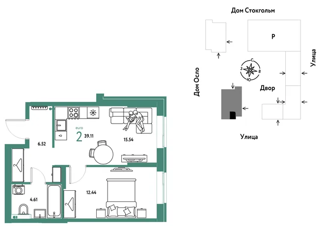 Планировка 2-комн. квартира, 39.11 м² ЖК «Европейский берег 2.0» Планировка 2-комн. квартира, 39.11 м² ЖК «Европейский берег 2.0»