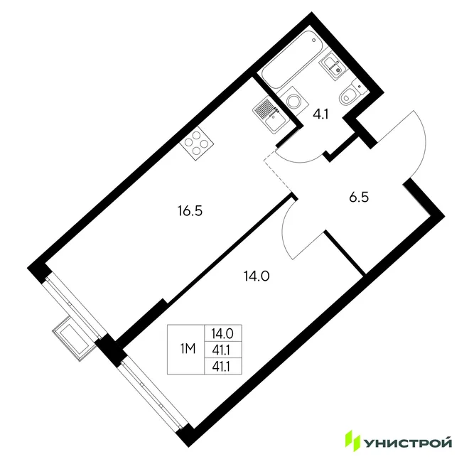 Планировка 1-комн. квартира, 41.1 м² ЖК «Стадиум» Планировка 1-комн. квартира, 41.1 м² ЖК «Стадиум»