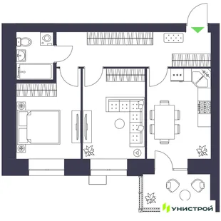 Планировка 2-комн. квартира, 52.48 м² ЖК «Царёво City»