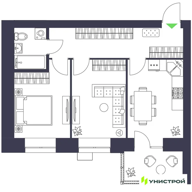 Планировка 2-комн. квартира, 52.48 м² ЖК «Царёво City»