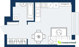 Планировка 1-комн. квартира, 28.11 м² ЖК «ГРАНД БЕРЕГ»