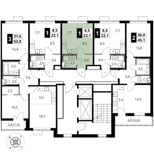 Квартира Студия, 22.1 м² ЖК «1-й Шереметьевский» Фото 2 Квартира Студия, 22.1 м² ЖК «1-й Шереметьевский» Фото 2