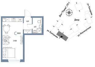 Планировка Студия, 28.22 м² ЖК «Страна.Парковая»