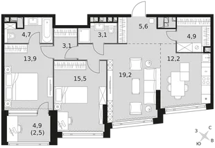 Квартира 3-комн. квартира, 84.7 м² ЖК «Rotterdam» Фото 1 Квартира 3-комн. квартира, 84.7 м² ЖК «Rotterdam» Фото 1