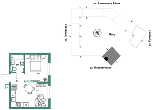 Планировка 2-комн. квартира, 31.67 м² ЖК «Страна.Парковая»