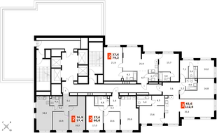 Квартира 3-комн. квартира, 57.4 м² ЖК «Симоновский Вал» Фото 2 Квартира 3-комн. квартира, 57.4 м² ЖК «Симоновский Вал» Фото 2