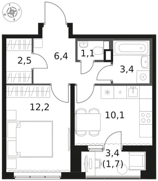Квартира 1-комн. квартира, 37.4 м² ЖК «1-й Химкинский» Фото 1 Квартира 1-комн. квартира, 37.4 м² ЖК «1-й Химкинский» Фото 1