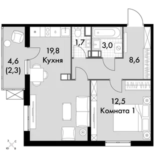 Квартира 1-комн. квартира, 47.9 м² ЖК «Олимп» Фото 1 Квартира 1-комн. квартира, 47.9 м² ЖК «Олимп» Фото 1