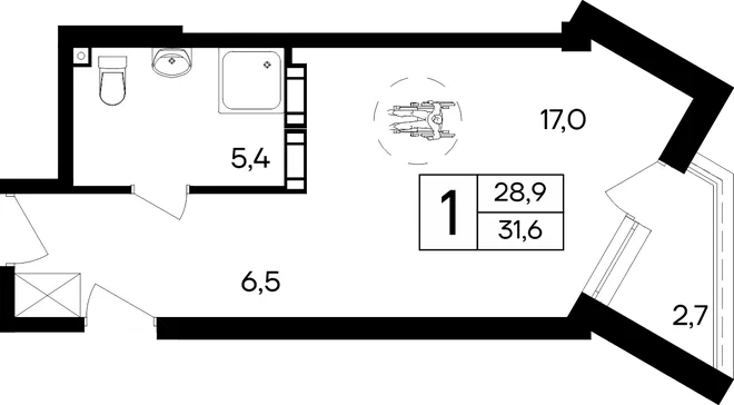 Планировка 1-комн. квартира, 31.6 м² Апарт-отель «Cosmos Smart Евпатория» Планировка 1-комн. квартира, 31.6 м² Апарт-отель «Cosmos Smart Евпатория»