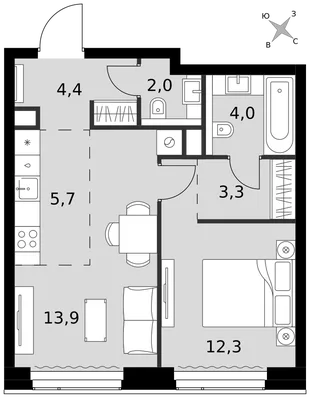 Квартира 2-комн. квартира, 45.6 м² ЖК «Amber Сity» Фото 1 Квартира 2-комн. квартира, 45.6 м² ЖК «Amber Сity» Фото 1