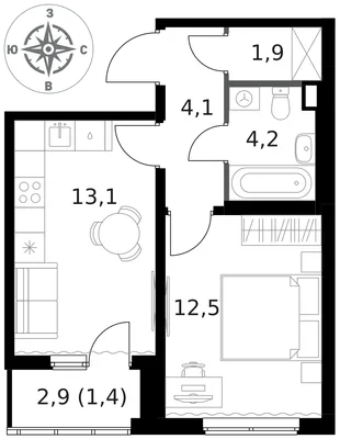 Квартира 1-комн. квартира, 37.2 м² ЖК «1-й Ясеневский» Фото 1 Квартира 1-комн. квартира, 37.2 м² ЖК «1-й Ясеневский» Фото 1