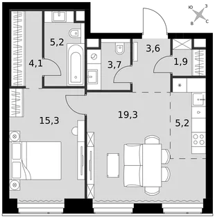 Квартира 2-комн. квартира, 58.3 м² ЖК «Amber Сity» Фото 1 Квартира 2-комн. квартира, 58.3 м² ЖК «Amber Сity» Фото 1