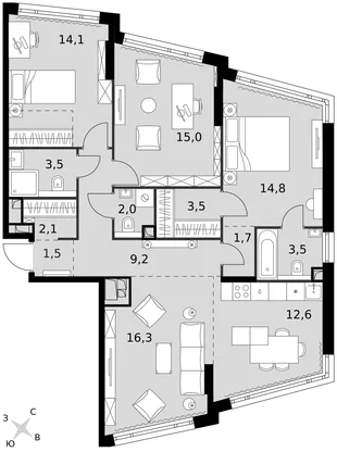 Квартира 4-комн. квартира, 99.8 м² ЖК «Rotterdam» Фото 1 Квартира 4-комн. квартира, 99.8 м² ЖК «Rotterdam» Фото 1
