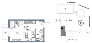Планировка Студия, 27.05 м² ЖК «Сердце Сибири»