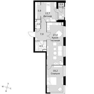 Квартира 3-комн. квартира, 78.7 м² ЖК «Sky Garden» Фото 1 Квартира 3-комн. квартира, 78.7 м² ЖК «Sky Garden» Фото 1