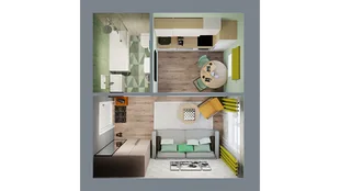 Квартира Студия, 17.57 м² ЖК «Город природы» Фото 1 Квартира Студия, 17.57 м² ЖК «Город природы» Фото 1