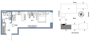 Планировка Студия, 29.68 м² ЖК «Остров-сад»