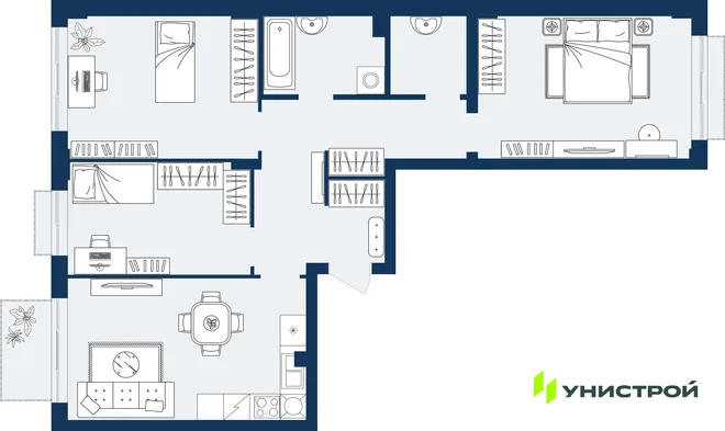 Планировка 3-комн. квартира, 81.44 м² ЖК «ГРАНД БЕРЕГ» Планировка 3-комн. квартира, 81.44 м² ЖК «ГРАНД БЕРЕГ»