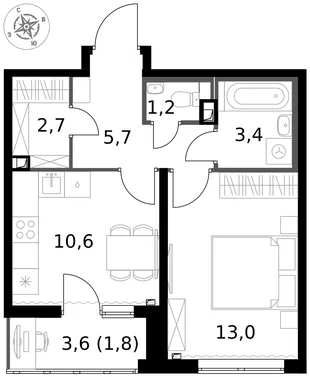 Квартира 1-комн. квартира, 38.4 м² ЖК «1-й Химкинский» Фото 1 Квартира 1-комн. квартира, 38.4 м² ЖК «1-й Химкинский» Фото 1