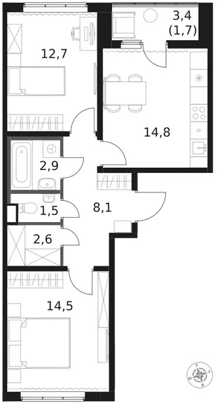 Квартира 2-комн. квартира, 58.8 м² ЖК «1-й Химкинский» Фото 1 Квартира 2-комн. квартира, 58.8 м² ЖК «1-й Химкинский» Фото 1