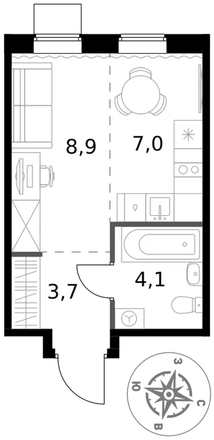 Квартира Студия, 23.7 м² ЖК «1-й Ясеневский» Фото 1
