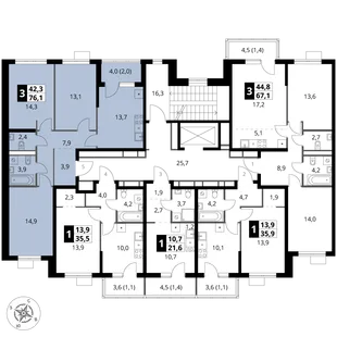 Квартира 3-комн. квартира, 76.1 м² ЖК «1-й Ясеневский» Фото 1